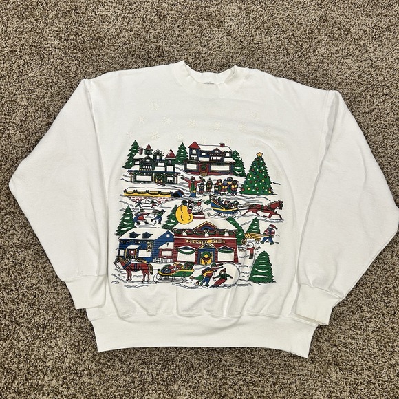 Fruit of the Loom Other - Vintage Fruit Of The Loom Christmas Graphic Crewneck Sweatshirt Adult XL 90s